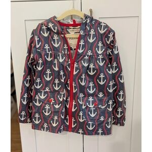 Hatley Anchor Print Kids Raincoat - Blue and Red